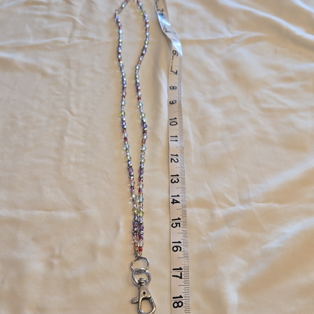 Colorful Beaded Lanyard with Clip